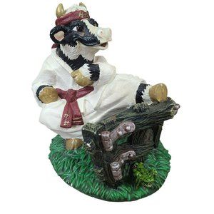 Vintage 1996 Enesco Highway Holsteins Karate Cow Resin Figurine Parastone